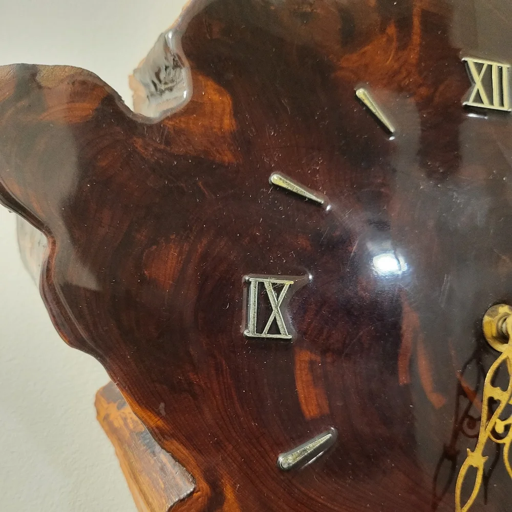 Vintage Natural Live Edge Wood Slab Wall Clock Handcrafted Works